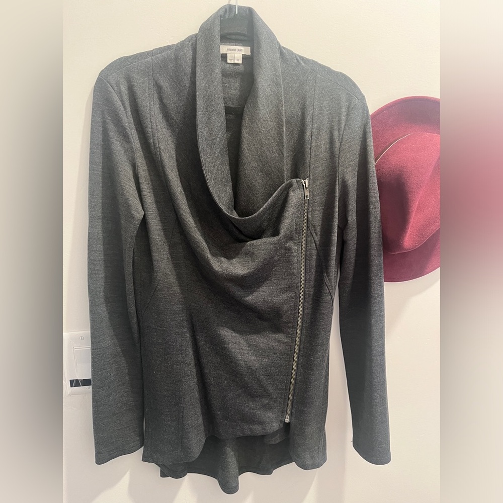 Helmut Lang asymmetrical Sonar wool wrap sweater/jacket